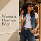 Women's Retro Floral Western Belt – Gold Alloy Buckle