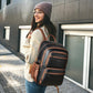 Women's Black Faux Leather 17 Inch Laptop Backpack with USB Charging Port