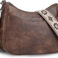 Women's Coffee Brown Vegan Leather Crossbody Shoulder Bag with Adjustable Strap