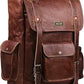 Brown Genuine Leather Vintage Laptop Backpack Rucksack for Men and Women, 16 Inch