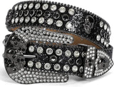 Unisex Rhinestone Skull Belt – Punk Fashion Studded