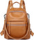 Women's Grey Full Grain Cowhide Leather Convertible Backpack Purse | BeltNBuckles