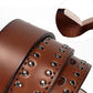 Women's Studded Full-Grain Leather Belt – Vintage Silver Buckle