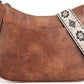 Women's Coffee Brown Vegan Leather Crossbody Shoulder Bag with Adjustable Strap
