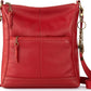 Women's Tobacco Floral Embossed Leather Crossbody Bag with Adjustable Strap