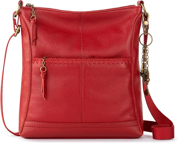 Women's Tobacco Floral Embossed Leather Crossbody Bag with Adjustable Strap