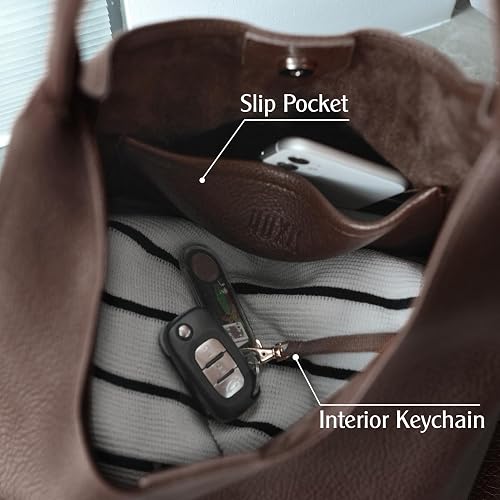 Women's Slouchy Coffee Vegan Leather Hobo Shoulder Bag with Magnetic Closure