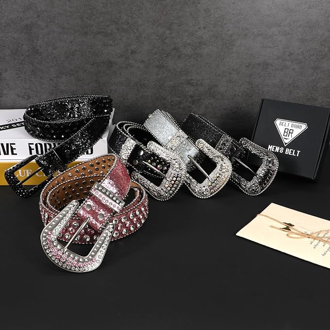 Unisex Rhinestone Goth Bling Belt – Halloween Western