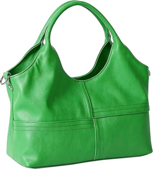 Women's Black Vegan Leather Tote Hobo Satchel with Detachable Strap