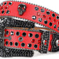 Unisex Rhinestone Skull Belt – Punk Fashion Studded