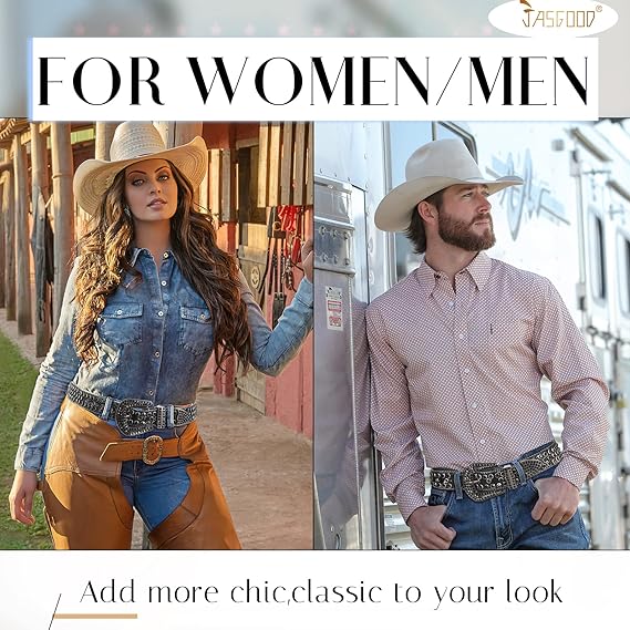 Unisex JASGOOD Rhinestone Studded Western Belt