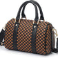 Women's Black Checkered Woven Vegan Leather Mini Satchel Crossbody Bag