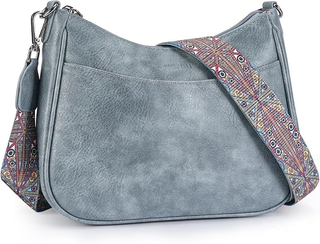 Women's Coffee Brown Vegan Leather Crossbody Shoulder Bag with Adjustable Strap