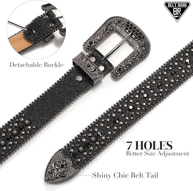 Unisex Rhinestone Goth Bling Belt – Halloween Western