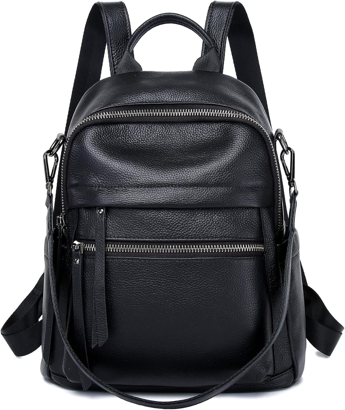 Women's Grey Full Grain Cowhide Leather Convertible Backpack Purse | BeltNBuckles
