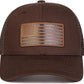 Brown American Flag Leather Patch Mesh Trucker Hat with Snap Closure
