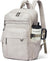 Women's Beige and Brown Faux Leather Laptop Backpack with 17 Inch Laptop Compartment