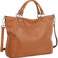 Women's Black Top Grain Pebbled Leather Tote Satchel for 13 Inch Laptops