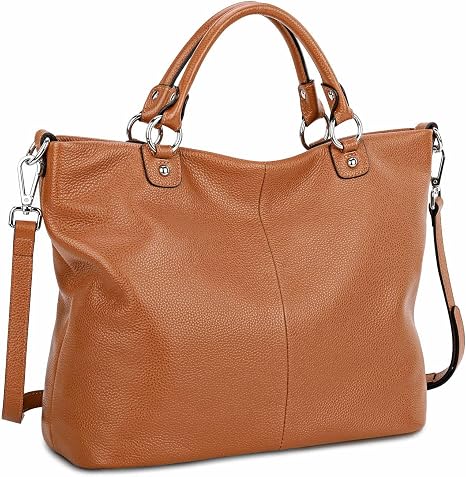 Women's Black Top Grain Pebbled Leather Tote Satchel for 13 Inch Laptops