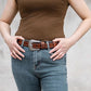 Women's Studded Full-Grain Leather Belt – Vintage Silver Buckle