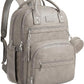 Brown Vegan Leather Backpack with 15.6 Inch Laptop Slot, Changing Pad and Stroller Straps