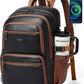 Women's Black Faux Leather 17 Inch Laptop Backpack with USB Charging Port