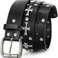 Unisex Studded Cross Goth Punk Belt – Gold/Silver
