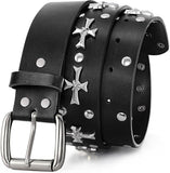 Unisex Studded Cross Goth Punk Belt – Gold/Silver