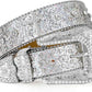 Unisex Rhinestone Crown & Cross Studded Belt