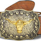 Women's Big Buckle Longhorn Bull Cowgirl Belt