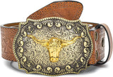 Women's Big Buckle Longhorn Bull Cowgirl Belt