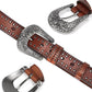 Women's Studded Full-Grain Leather Belt – Vintage Silver Buckle