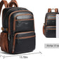 Women's Black Faux Leather 17 Inch Laptop Backpack with USB Charging Port