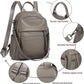 Women's Grey Full Grain Cowhide Leather Convertible Backpack Purse | BeltNBuckles