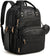 Brown Vegan Leather Backpack with 15.6 Inch Laptop Slot, Changing Pad and Stroller Straps