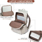 Women's Beige and Brown Faux Leather Laptop Backpack with 17 Inch Laptop Compartment