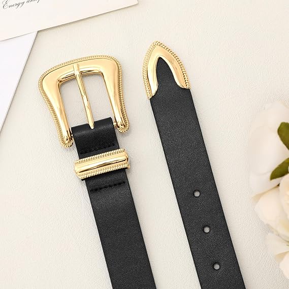 Women's Leather Belt – Retro Silver Buckle