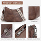 Women's Coffee Brown Vegan Leather Crossbody Shoulder Bag with Adjustable Strap