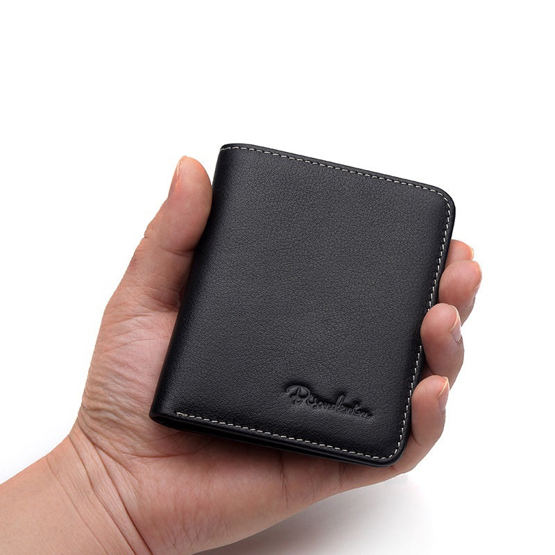 Men’s Short Genuine Leather Ultra-Thin Slim Wallet | Soft Business Style