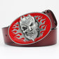 Western Skull Buckle Leather Belt - Bold Statement Fit