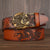 Western Leather Ratchet Belt - Dragon Buckle Precision Fit