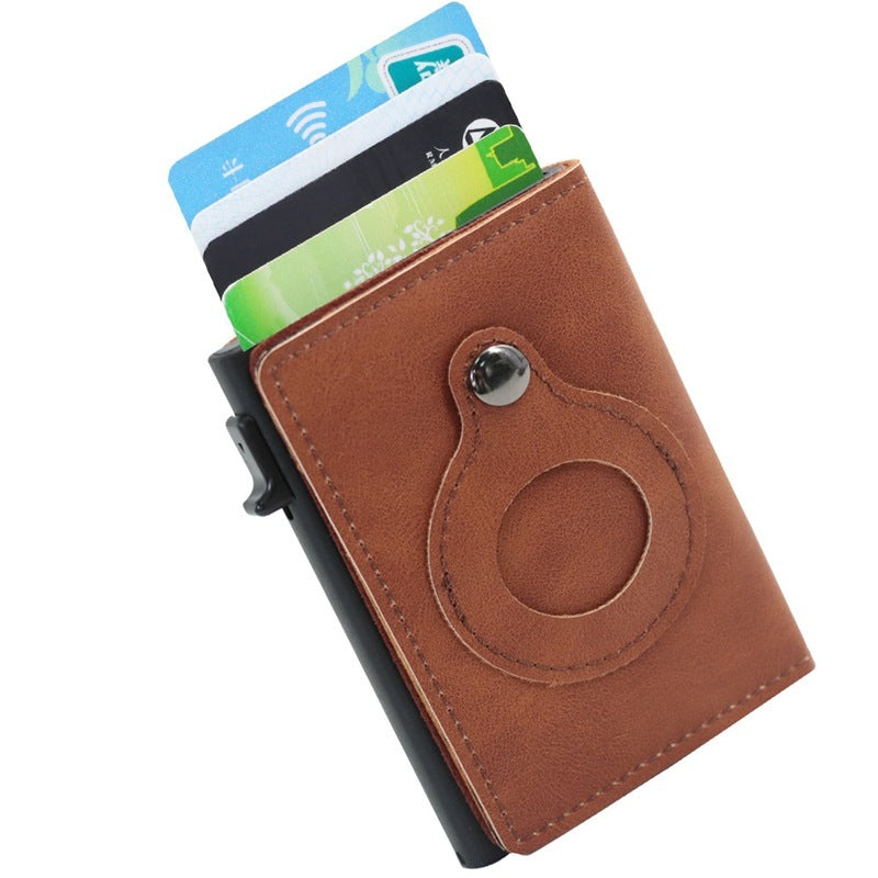 Slim PU Leather Credit Card Holder Wallet with AirTag Slot and RFID Blocking