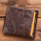 RFID Blocking Crazy Horse Leather Men’s Wallet with Vintage Style and Secure Compartments