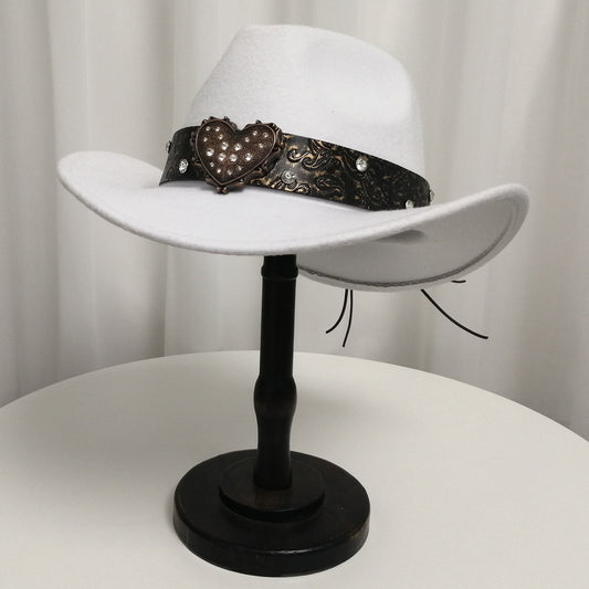 Women's Western Cowboy Hat Love Decorative Chain Top Hat
