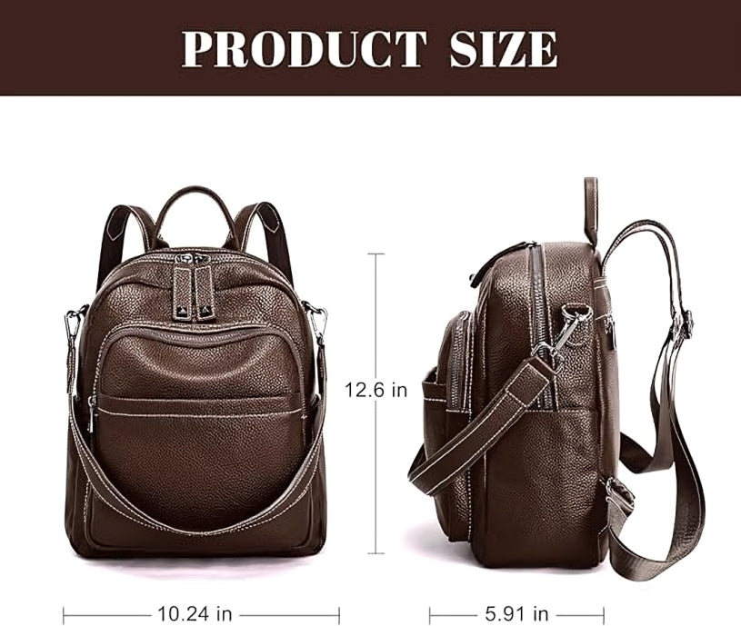 Genuine Leather Convertible Backpack Purse for Women