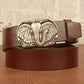 Western Cowhide Leather Belt - Elephant Buckle Statement