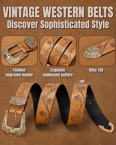 Women's Cowgirl Belt 2-Pack – Engraved Buckle