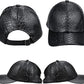 Black Snakeskin Pattern PU Leather Baseball Cap with Adjustable Buckle Strap | BeltNBuckles