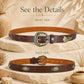 Women's Retro Floral Western Belt – Gold Alloy Buckle