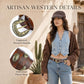 Women's Retro Floral Western Belt – Gold Alloy Buckle